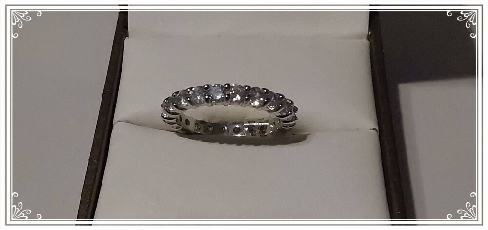 3 Ct. Round Cut Genuine Sim Diamond Eternity Band Ring Sz 8~Platinum over 925 SS